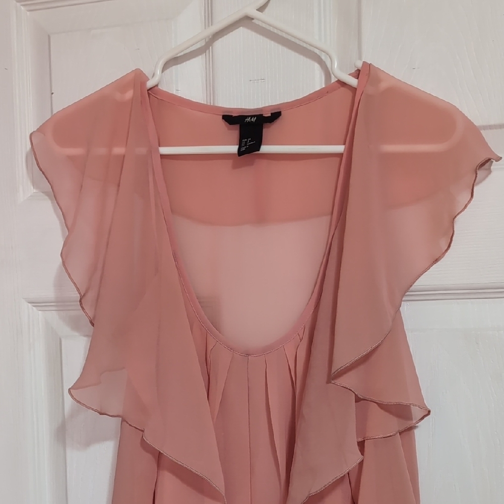 H&M Pink Flutter Sleeve Ruffled Blouse - Picture 3 of 6